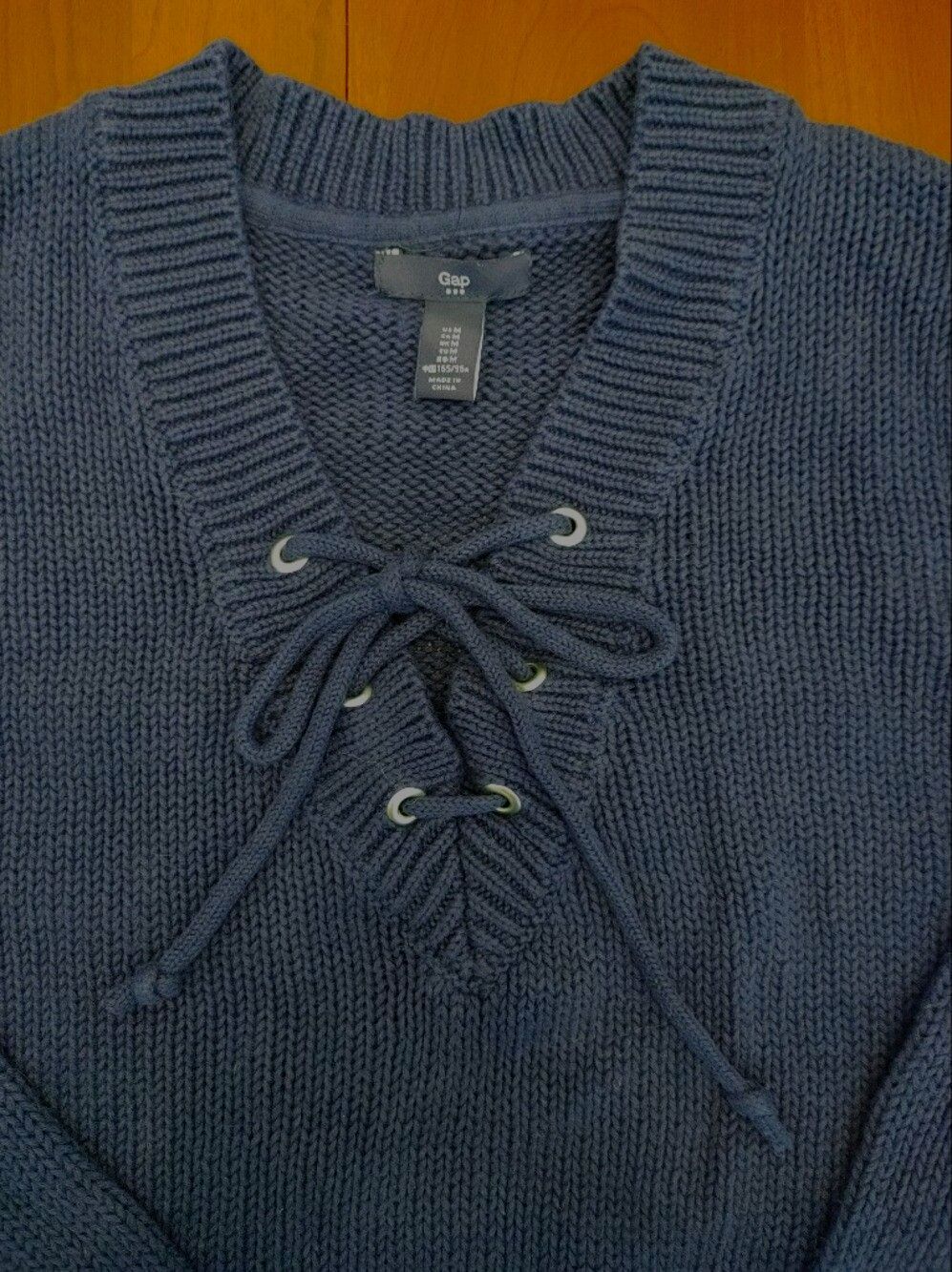 GAP Navy Blue Fisherman Sweater Cotton Navy Blue US Med (441)